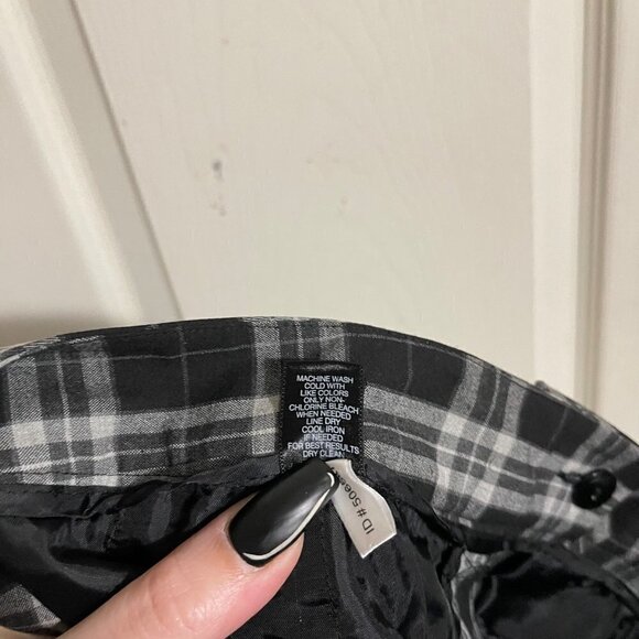 Express Womems Y2K Black Gray Plaid Mid Rise Pockets Straight Trouser Pants Sz 4 - Picture 6 of 8